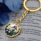 Iris Keychain - February Birth Flower Pendant Jewelry