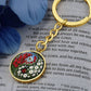 Gladiolus Yin Yang Keychain - August Birth Month Flower Pendant Jewelry