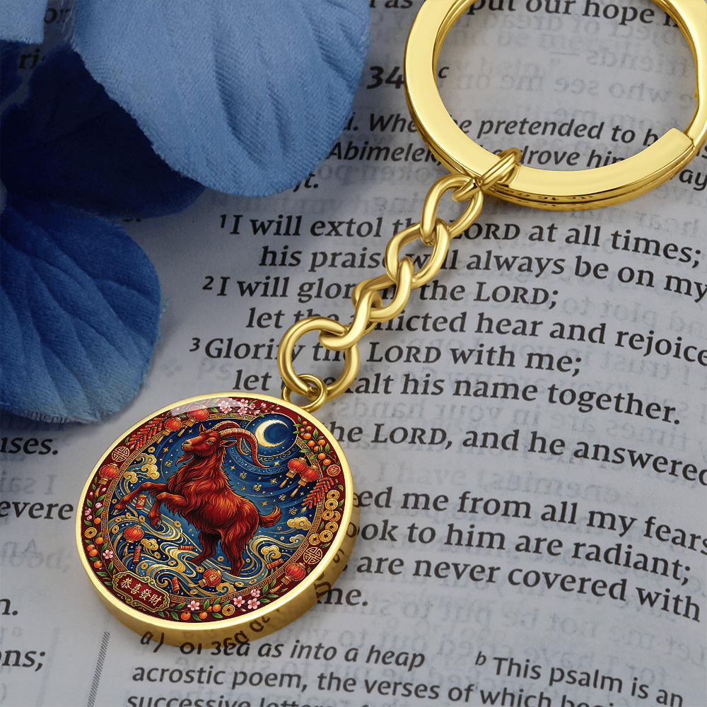 Year of The Goat Keychain - Chinese Zodiac Animal Charm Pendant Jewelry