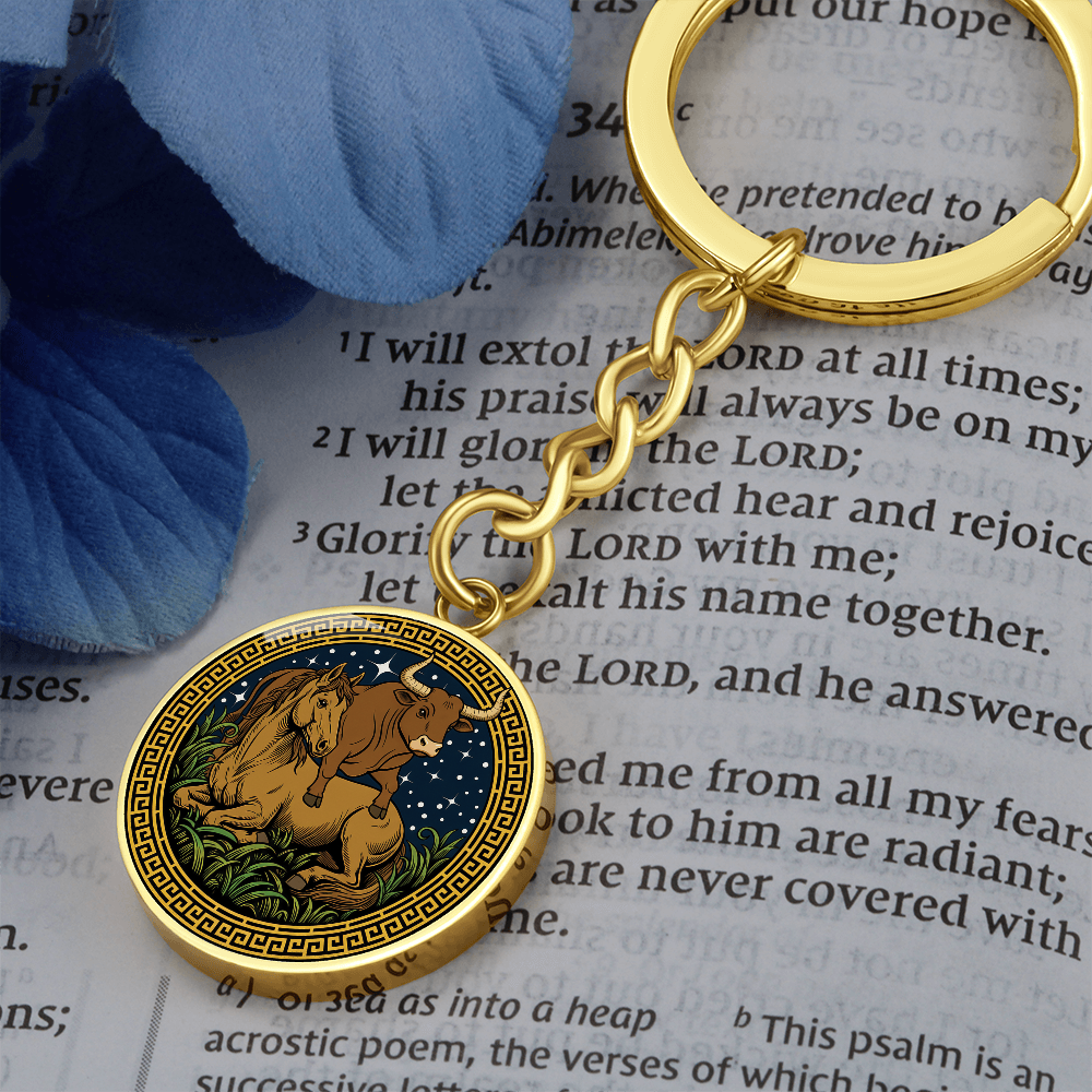 Ox and Horse Keychain - Couples Chinese Zodiac Animal Pendant Jewelry