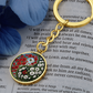 Poppy Yin Yang Keychain - August Birth Month Flower Pendant Jewelry