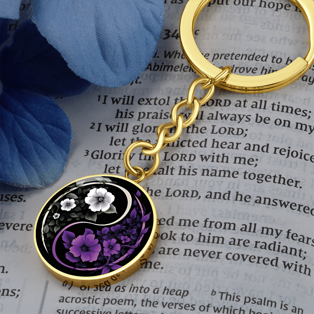 Violet Yin Yang Keychain