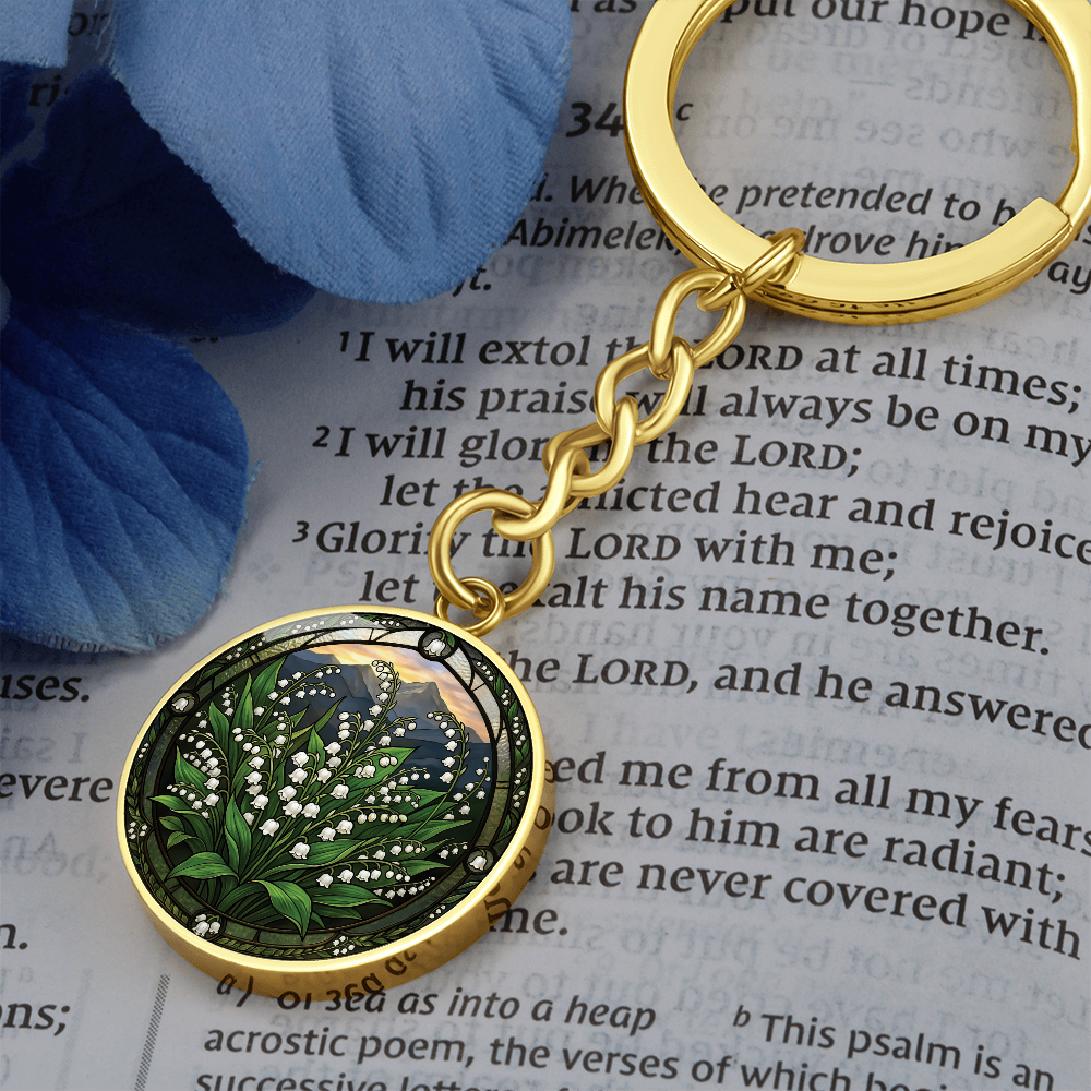White Lily of the Valley Keychain - May Birth Flower Pendant Jewelry
