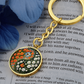 Daffodil Yin Yang Keychain - March Birth Month Flower Pendant Jewelry