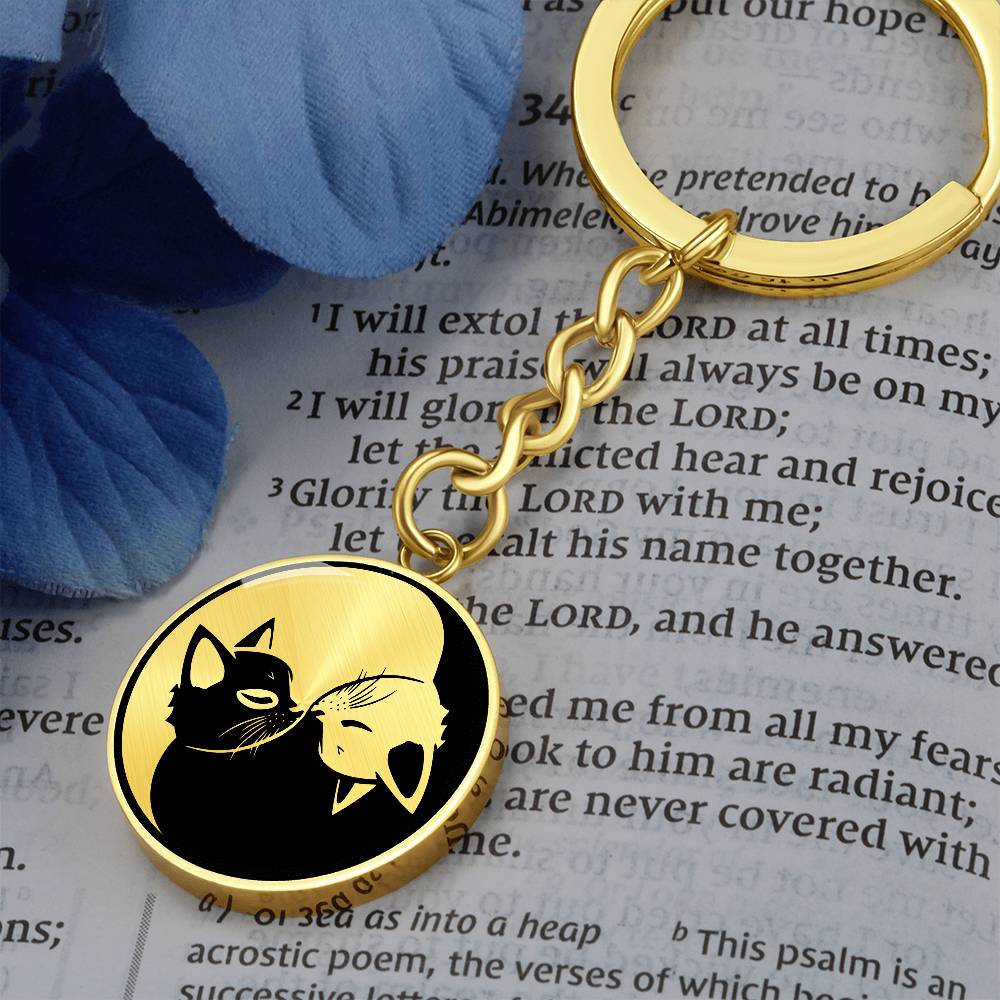 Cat Yin Yang Keychain