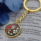 Red and White Morning Glory Yin Yang Keychain - September Birth Month Flower Pendant Jewelry