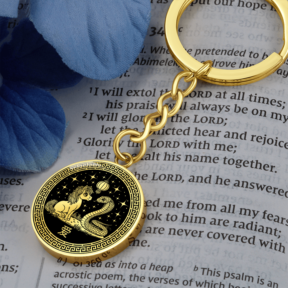 Snake & Horse Keychain - Couples Chinese Zodiac Animal Jewelry