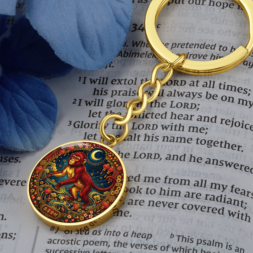 Year of The Monkey Keychain - Chinese Zodiac Animal Charm Pendant Jewelry