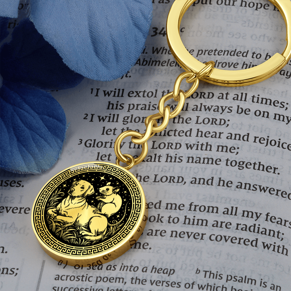 Dog and Rat Keychain - Couples Chinese Zodiac Animal Pendant Jewelry