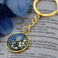 Morning Glory Yin Yang Keychain - September Birth Month Flower Pendant Jewelry