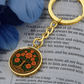 Celtic Tree of Life Pendant Keychain - Marigold October Birth Flower Jewelry