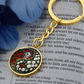 Rose Yin Yang Keychain - June Birth Month Flower Pendant Jewelry