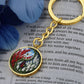 Larkspur Yin Yang Keychain - July Birth Month Flower Pendant Jewelry