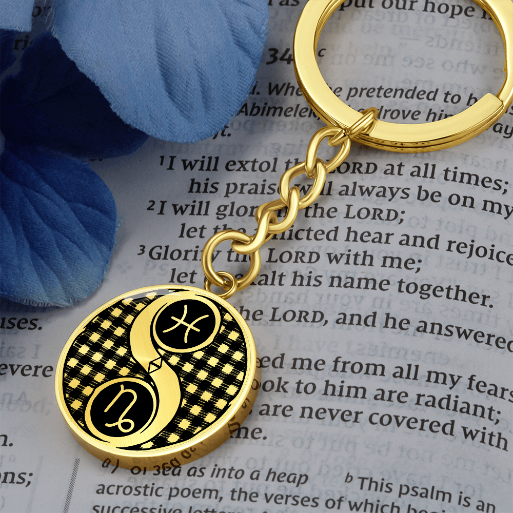 Pisces & Capricorn Keychain, Yin Yang Couples Zodiac Jewelry