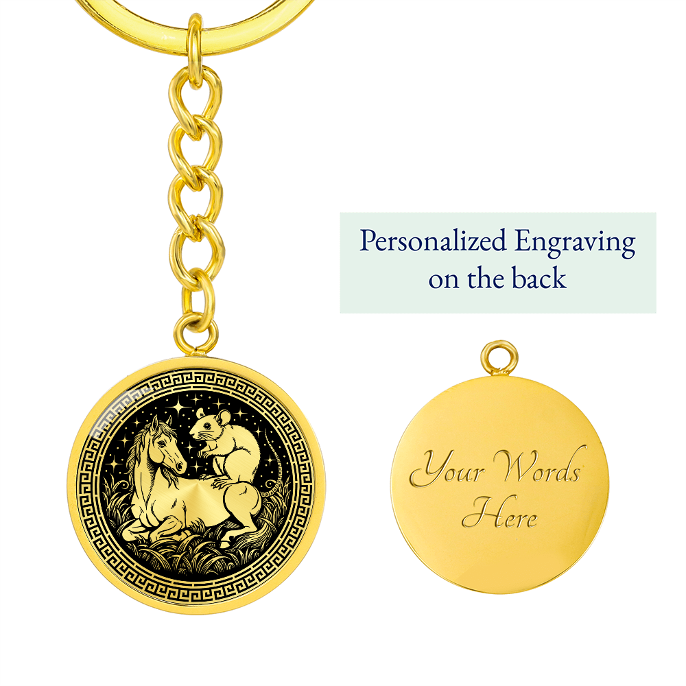 Rat and Horse Keychain - Couples Chinese Zodiac Animal Pendant Jewelry