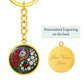 Gladiolus Yin Yang Keychain - August Birth Month Flower Pendant Jewelry