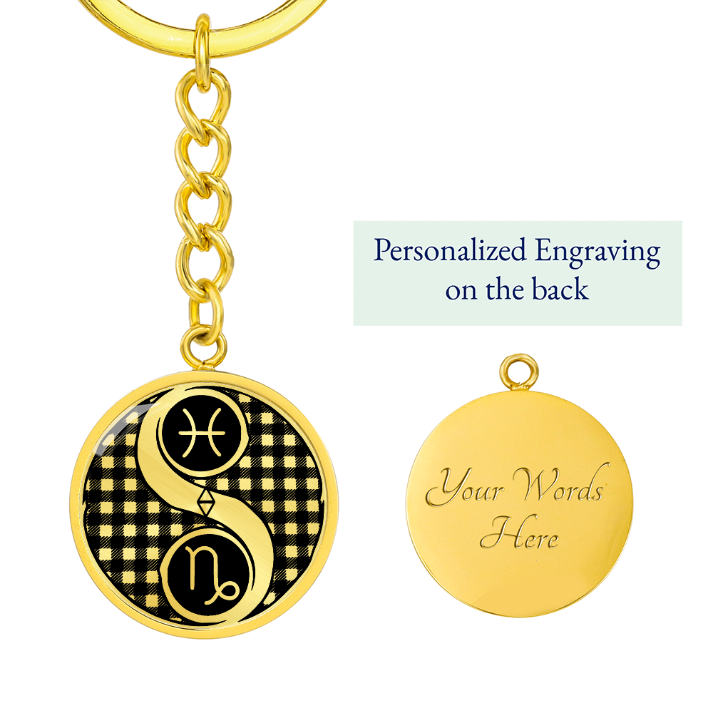 Pisces & Capricorn Keychain, Yin Yang Couples Zodiac Jewelry