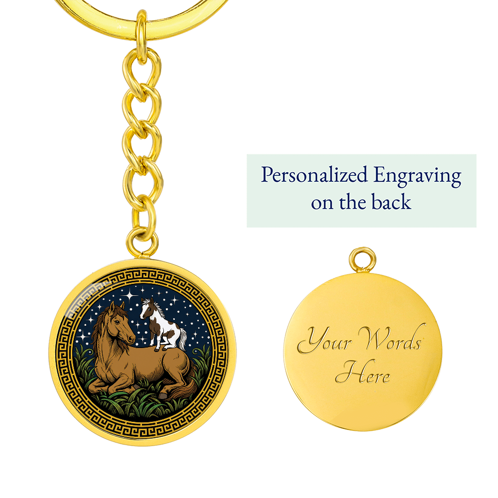 Horse and Horse Keychain - Couples Chinese Zodiac Animal Pendant Jewelry