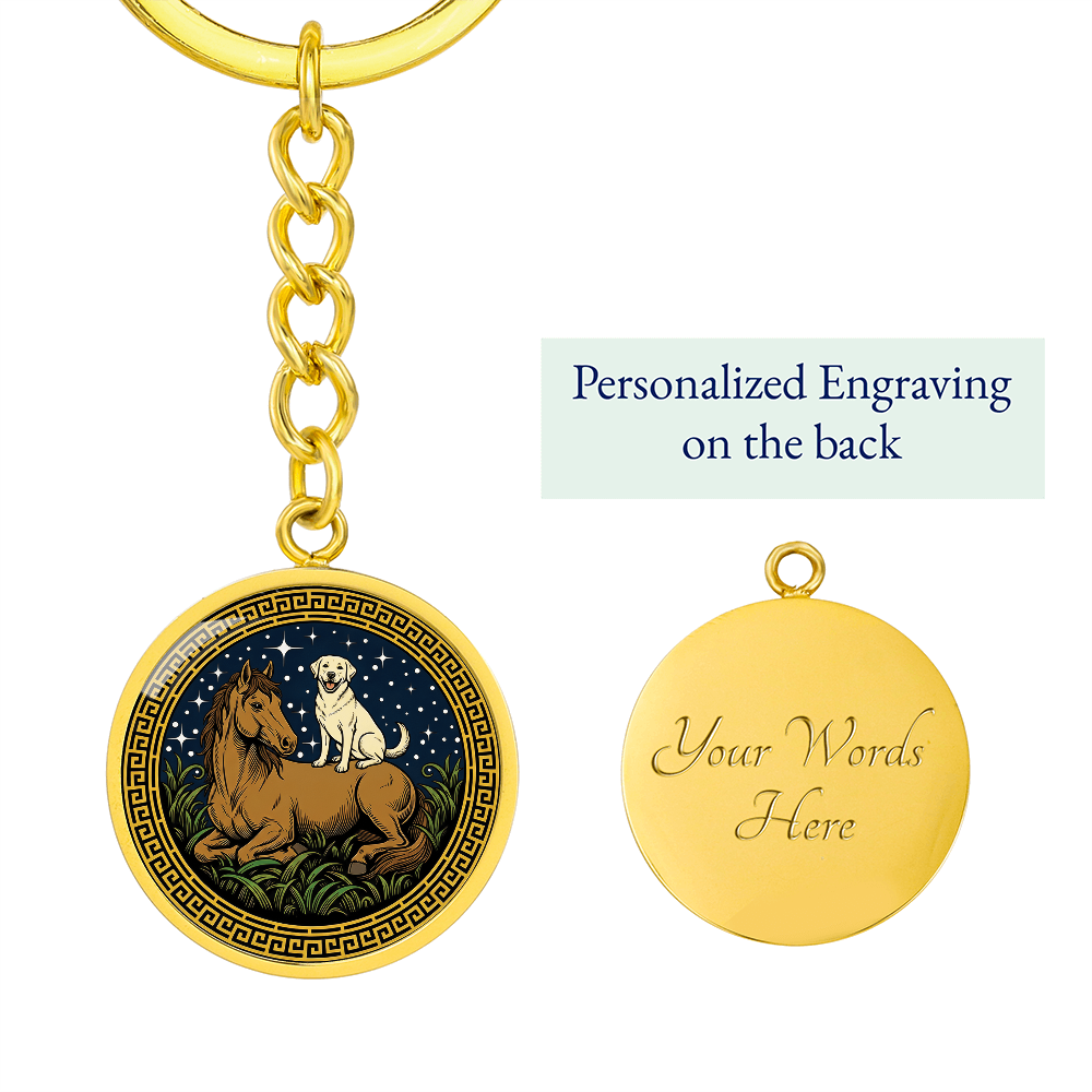 Dog and Horse Keychain - Couples Chinese Zodiac Animal Pendant Jewelry