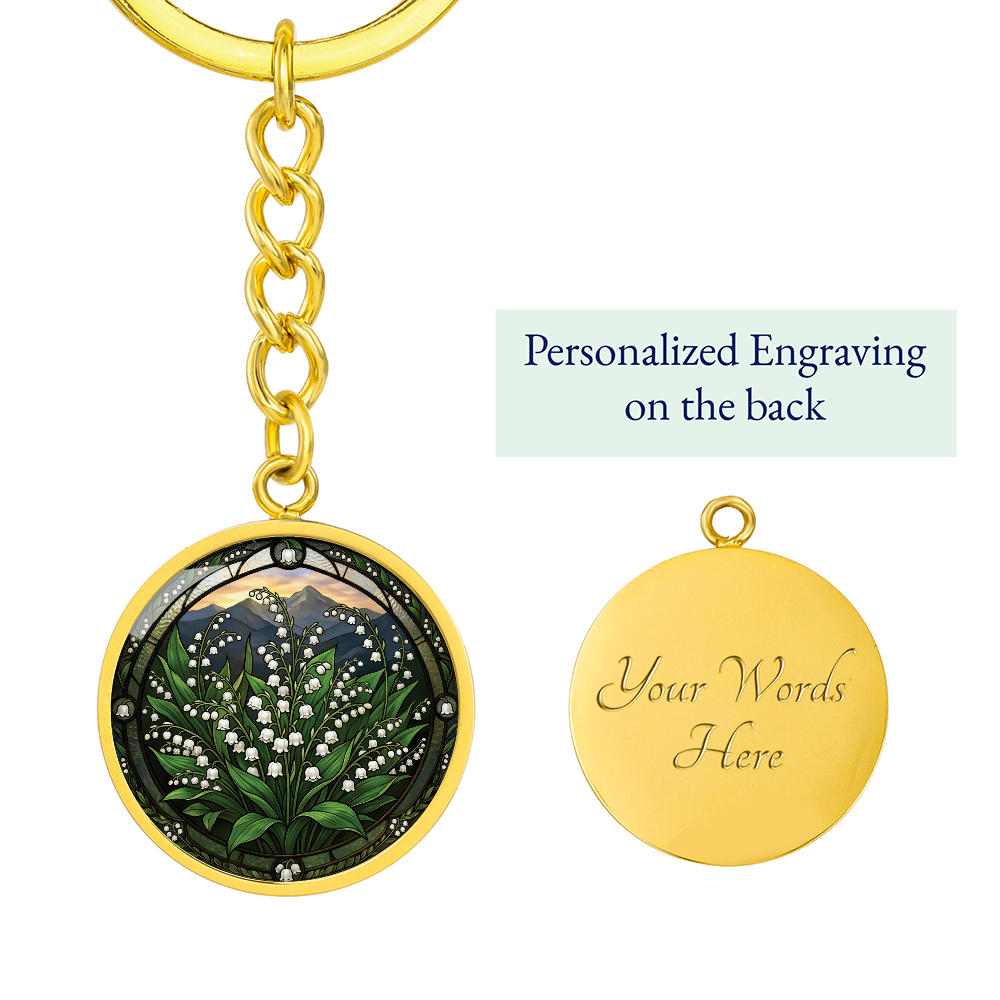 White Lily of the Valley Keychain - May Birth Flower Pendant Jewelry