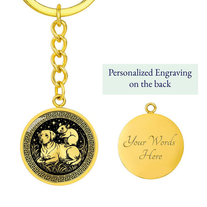 Dog and Rat Keychain - Couples Chinese Zodiac Animal Pendant Jewelry