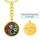 Poppy Yin Yang Keychain - August Birth Month Flower Pendant Jewelry
