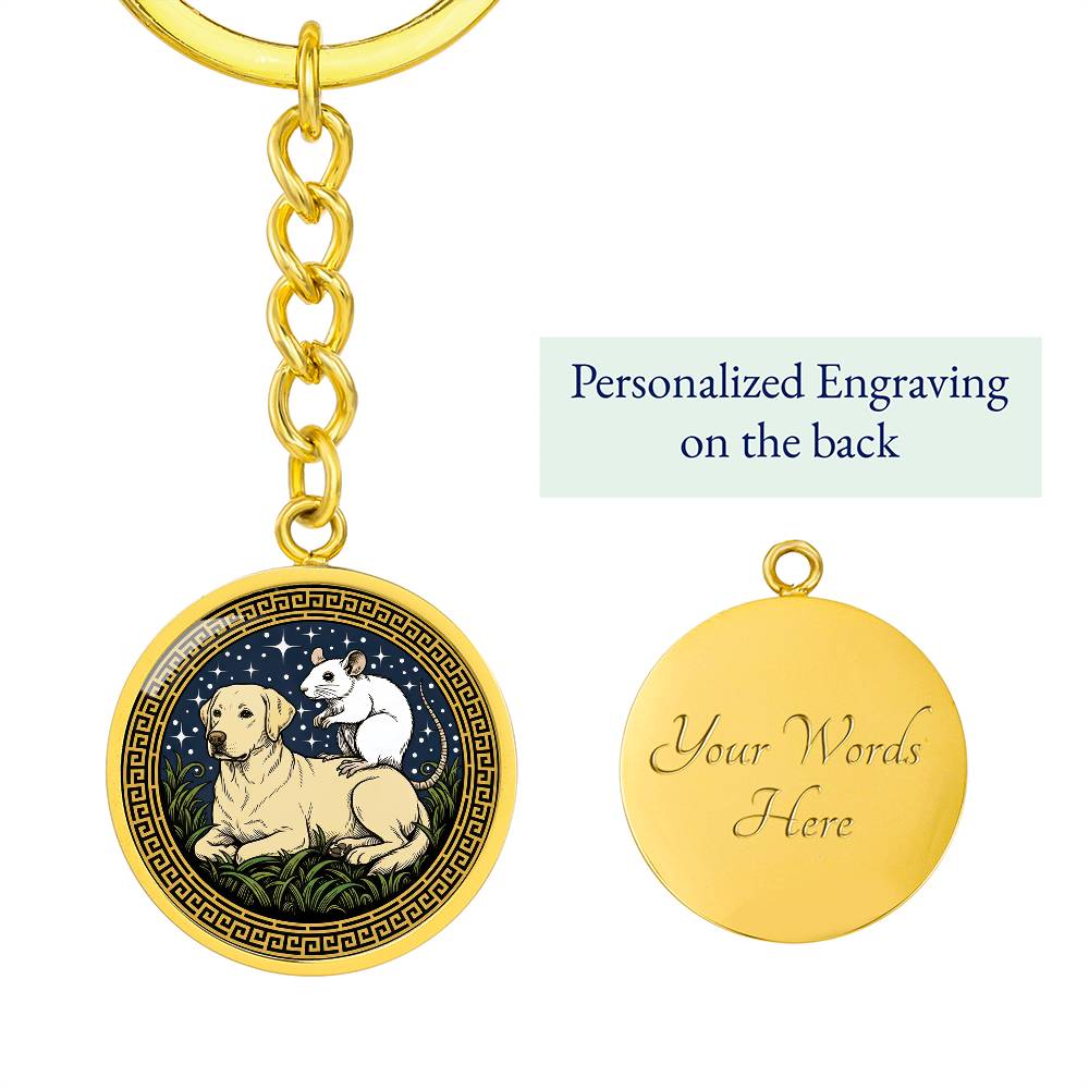 Dog and Rat Keychain - Couples Chinese Zodiac Animal Pendant Jewelry