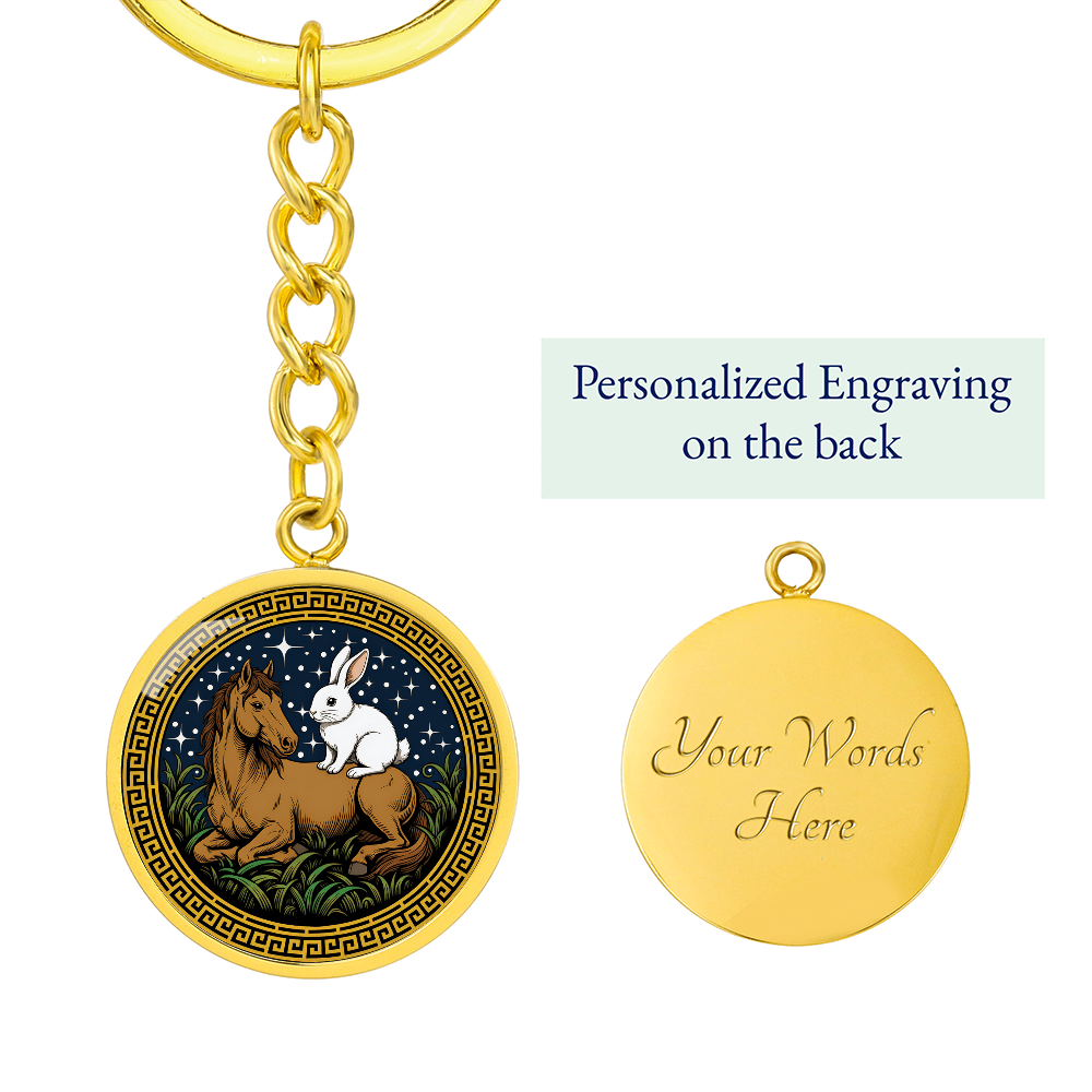 Rabbit and Horse Keychain - Couples Chinese Zodiac Animal Pendant Jewelry