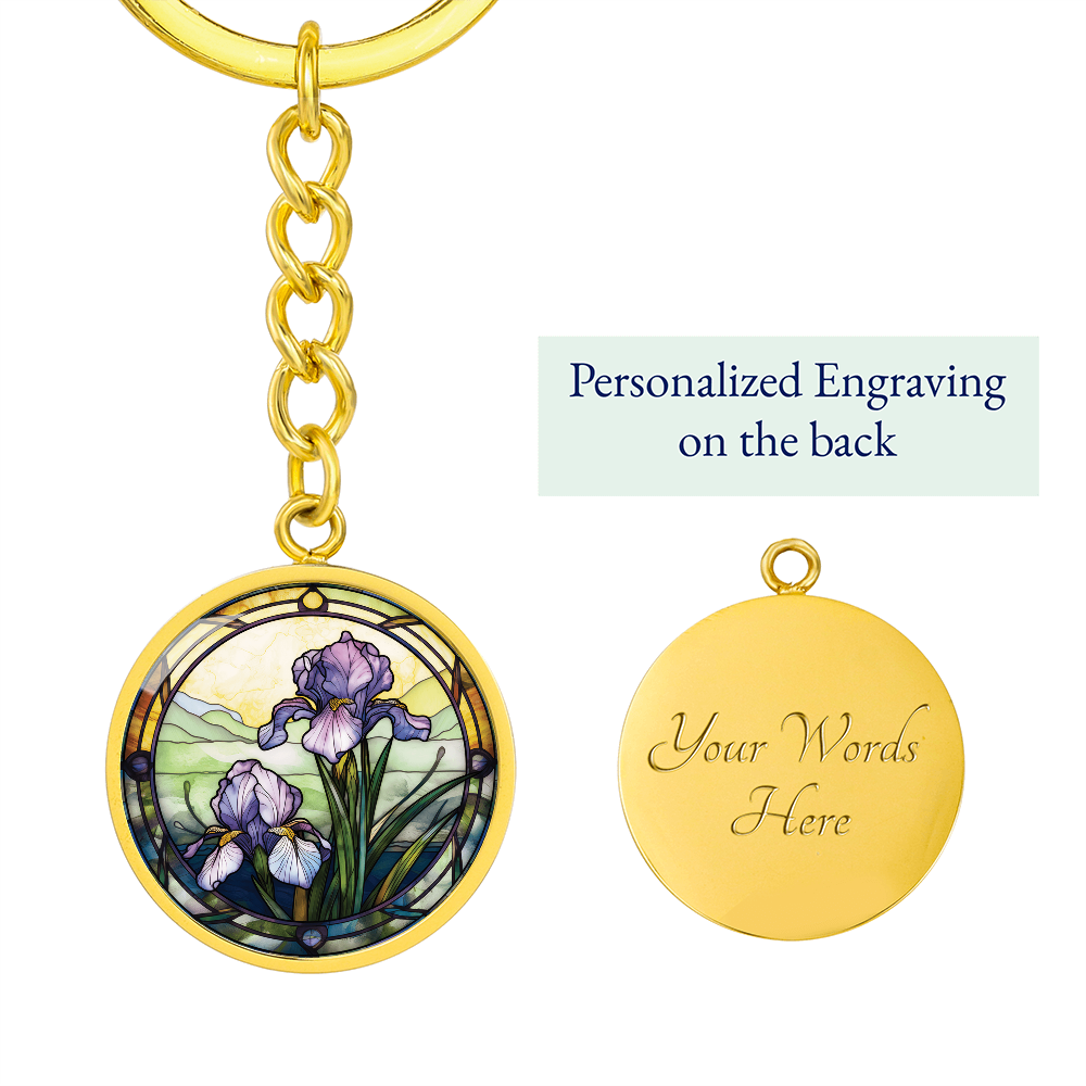 Iris Keychain - February Birth Flower Pendant Jewelry