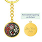 Red and White Morning Glory Yin Yang Keychain - September Birth Month Flower Pendant Jewelry