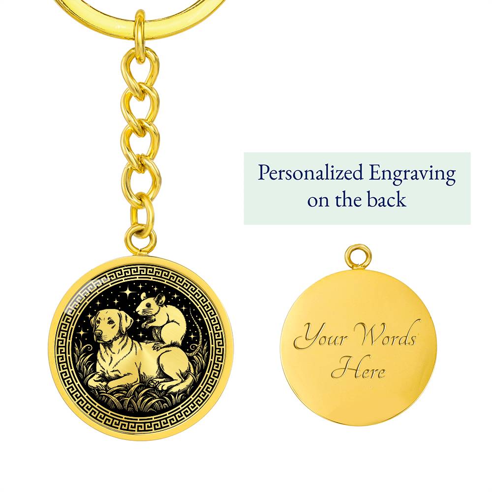Dog and Rat Keychain - Couples Chinese Zodiac Animal Pendant Jewelry