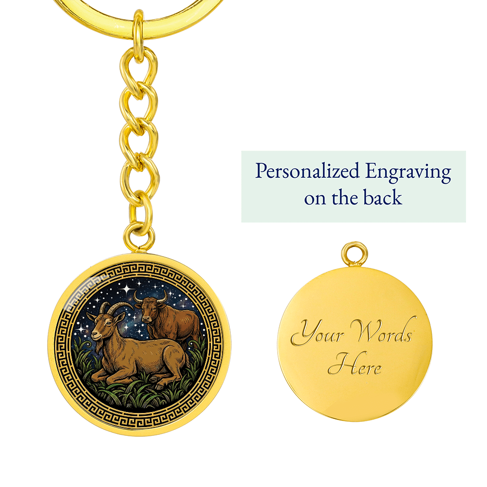 Ox & Goat Keychain - Couples Chinese Zodiac Animal Pendant Jewelry