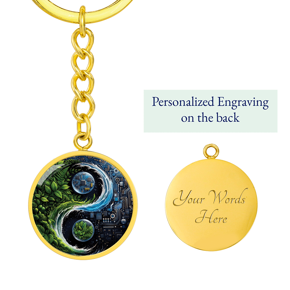 Nature & Circuit Yin Yang Pendant Keychain