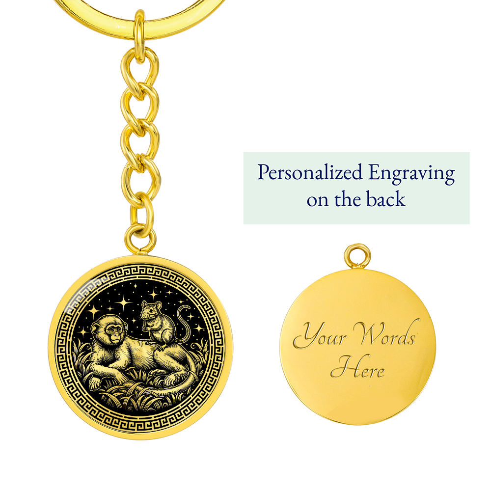 Monkey & Rat Keychain - Couples Chinese Zodiac Animal Pendant Jewelry